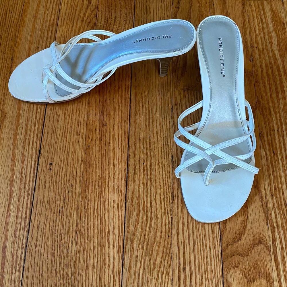 Slip-On White Sandals with Heel